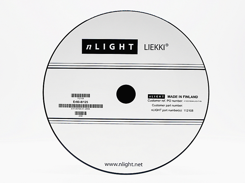 nLIGNT Liekki ER80-8/125大模面積單包層摻鉺光纖 1250nm(高摻雜鉺增益)